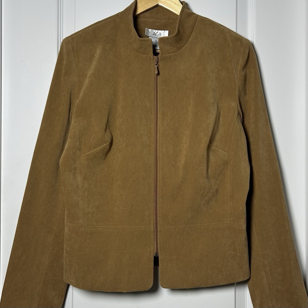AGB Byer California Vintage 90s‎ Camel Faux Suede Zip Jacket